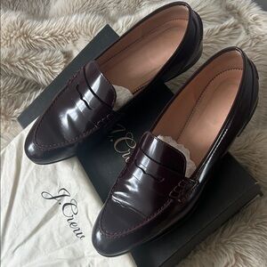 J. Crew Academy Penny Dark Burgundy Leather Loafers in Sz: US 8